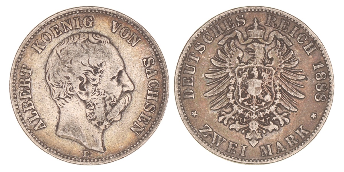 German States. Saxony. Albert. 2 Mark. 1888.