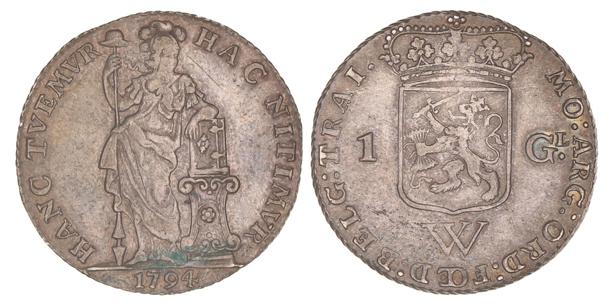 1 Gulden. Utrecht. 1794. Zeer Fraai.