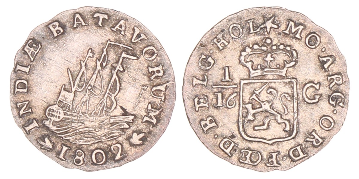 1/16 Gulden. 1802. Zeer Fraai +.