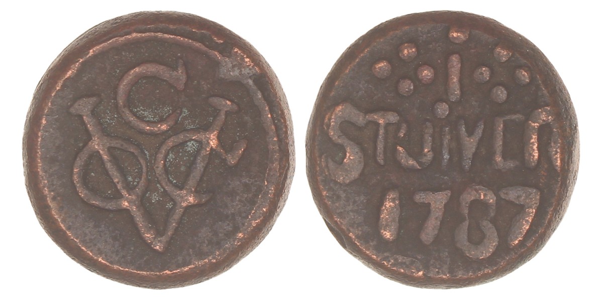 1 Stuiver. V.O.C. Ceylon. 1787. Zeer Fraai +.