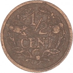 ½ Cent. Wilhelmina. 1922. Prachtig.