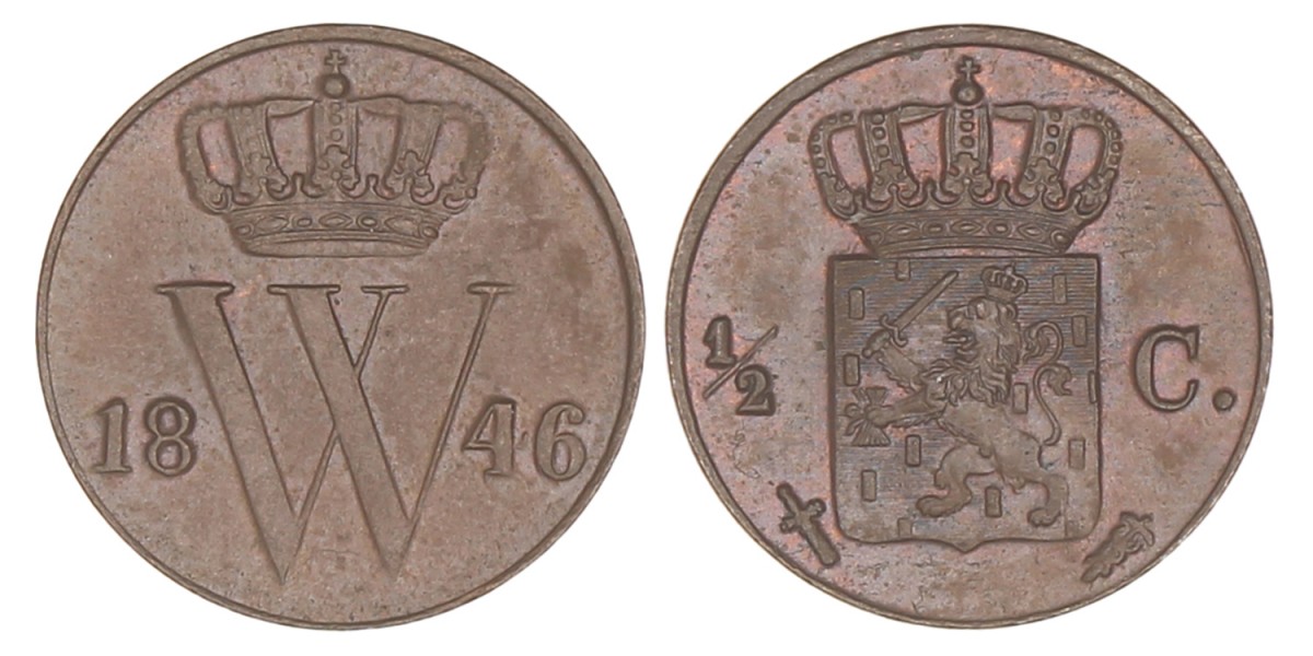 ½ Cent. Willem II. 1846. FDC.