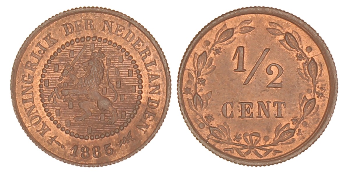 ½ Cent. Willem III. 1885. FDC.