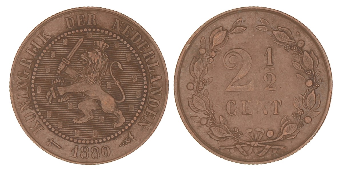 2 ½ Cent. Willem III. 1880. Prachtig +.