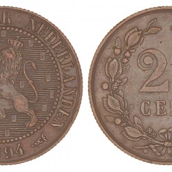 2 ½ Cent. Wilhelmina. 1894. Prachtig +.