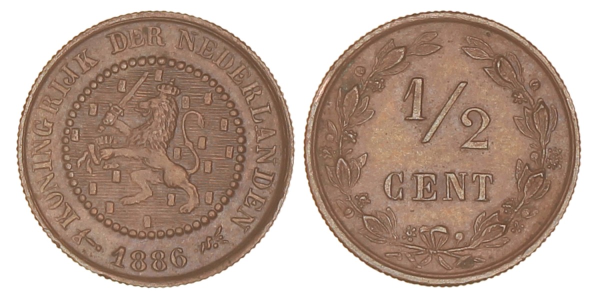 ½ Cent. Willem III. 1886. FDC.