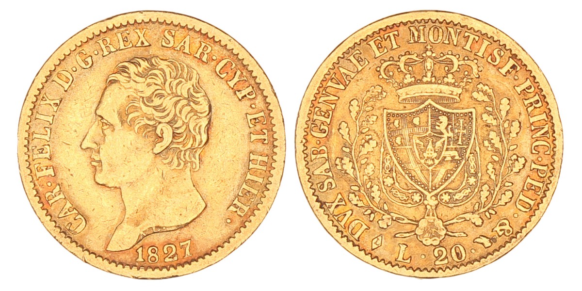 Italian States. Sardinia. Carlo Felice. 20 Lire. 1827 L.