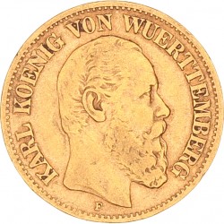 German States. Württemberg. Karl I. 10 Mark. 1876 F.