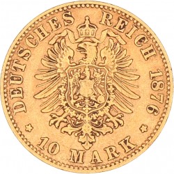 German States. Württemberg. Karl I. 10 Mark. 1876 F.