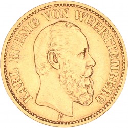 German States. Württemberg. Karl I. 20 Mark. 1874 F.