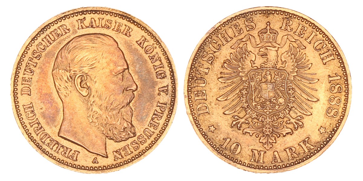 German States. Prussia. Friedrich III. 10 Mark. 1888 A.