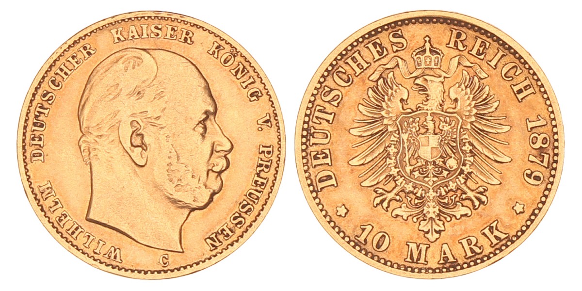 German States. Prussia. Wilhelm I. 10 Mark. 1879 A.