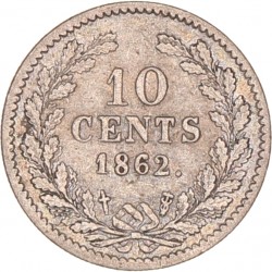 10 Cent. Willem III. 1862. Zeer Fraai +.