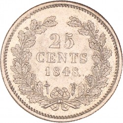 25 Cent. Willem II. 1848. UNC -.