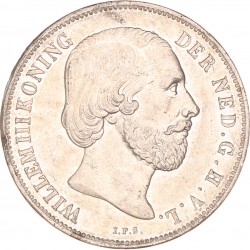 1 Gulden. Willem III. 1854. Prachtig / UNC.