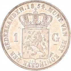 1 Gulden. Willem III. 1854. Prachtig / UNC.