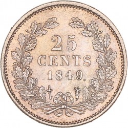 25 Cent. Willem II. 1849. Prachtig / UNC.