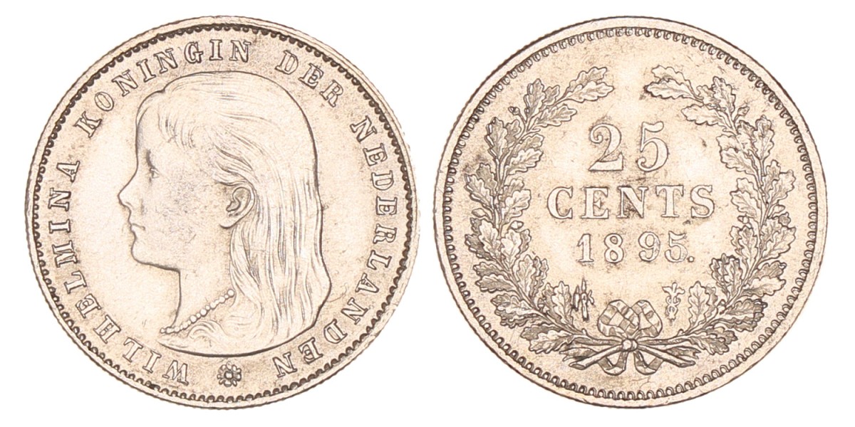 25 Cent. Wilhelmina. 1895. Prachtig -.