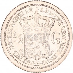 ½ Gulden. Wilhelmina. 1919. UNC.