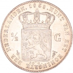 ½ Gulden. Willem III. 1858. UNC.