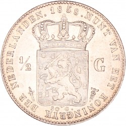 ½ Gulden. Willem III. 1858. UNC.