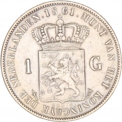 1 Gulden. Willem III. 1861. Prachtig +.