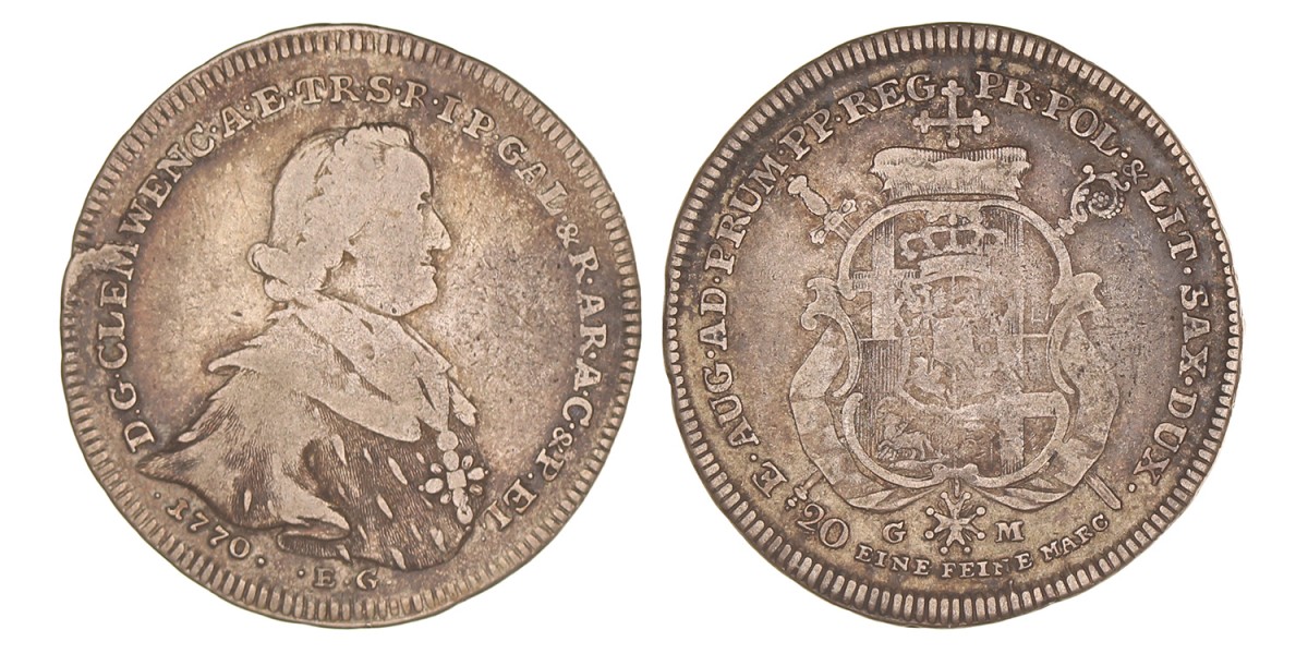 German states. Prince Bishopric Trier. Clemens Wenzel. ½ Thaler. 1770 EG.