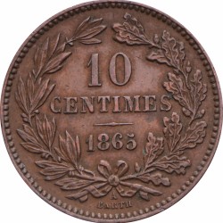 Luxembourg. Wiliam III. 10 Centimes. 1865 A.