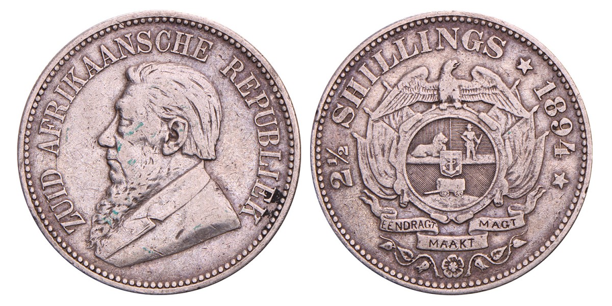 South Africa. Zuid Afrikaanse Republiek. 2½ Shillings. 1894.