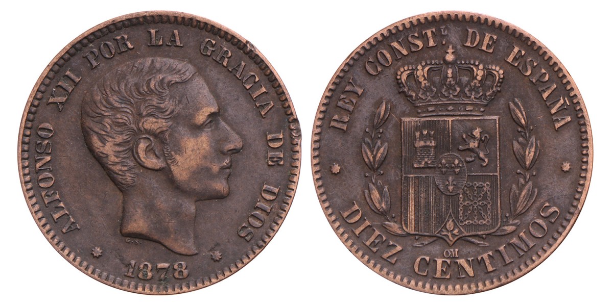 Spain. Alfonso XII. 10 Centimos. 1878.