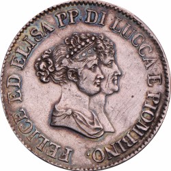 Italian States. Lucca. Felix and Elisa. 5 Franchi. 1805.