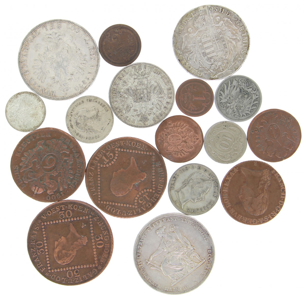 Austria. Empire. Lot (17) Silver and copper coins.