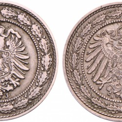 Germany. Empire. Lot (2) 20 Pfennig. 1887 J - 1890 A.