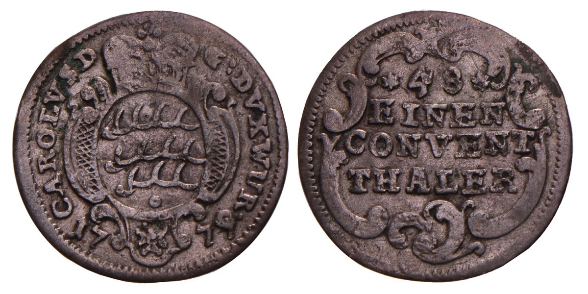 German States. Württemberg. Karl Eugen. 1/48 Thaler. 1779.