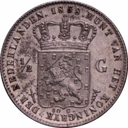 ½ Gulden. Willem III. 1858. Prachtig / UNC.