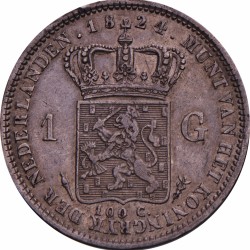 1 Gulden. Willem I. 1824 U. Zeer Fraai.