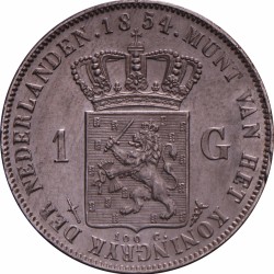 1 Gulden. Willem III. 1854. UNC -.