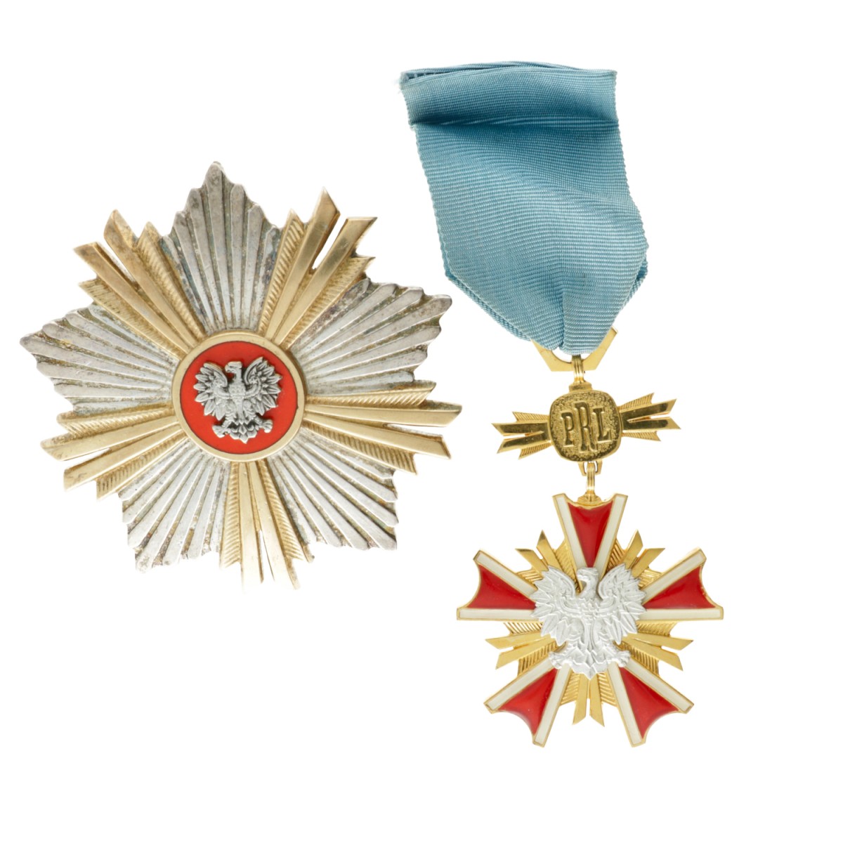 Poland. 20th century. Lot (2) Breaststar of the commander's cross and the Officer's cross of the Order of Merit of the Polish People's Republic.