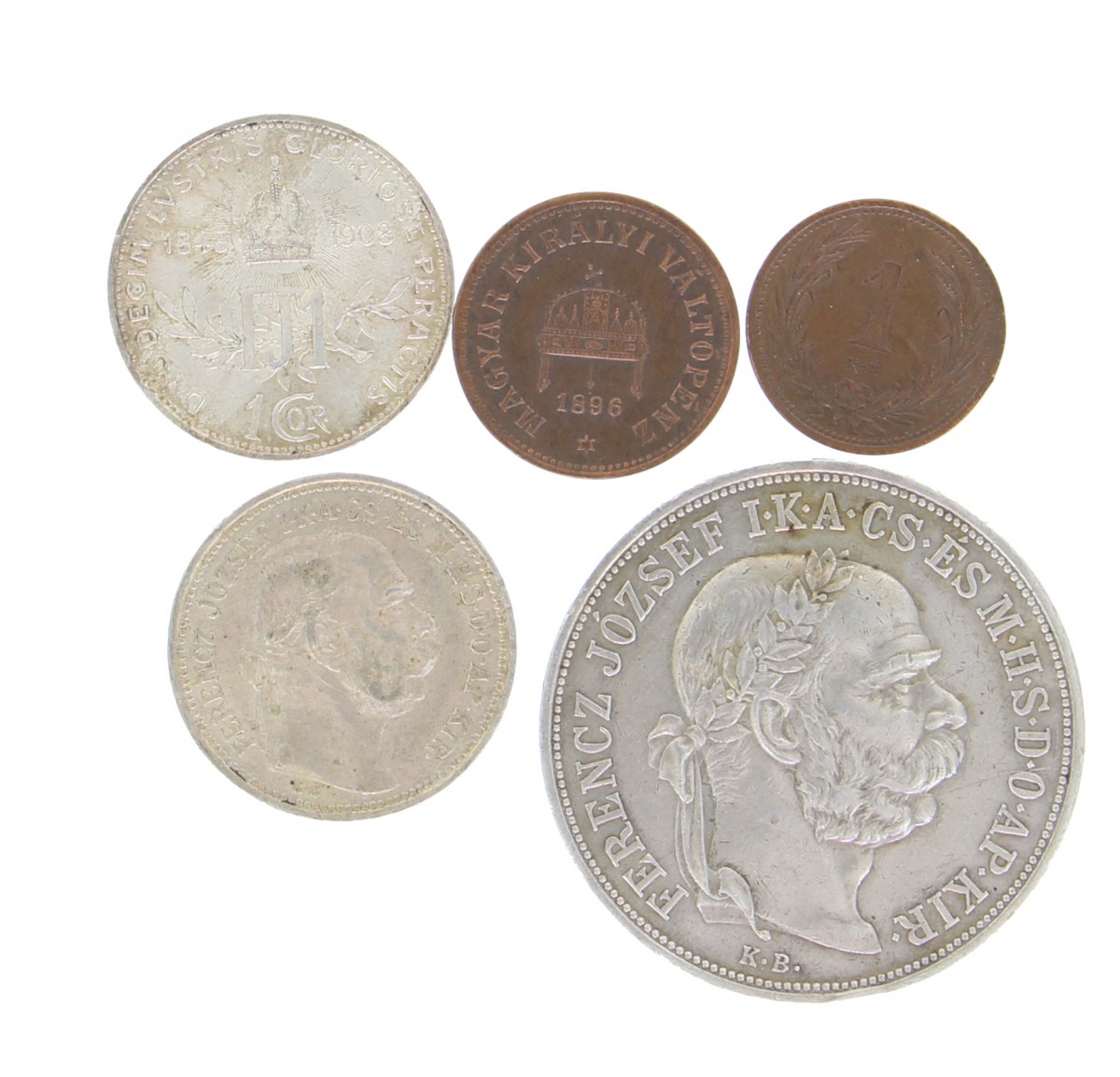 Austria. Franz Joseph I. Lot (5) Silver and Copper Coins. 19th and 20th century.