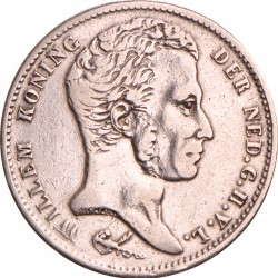 1 Gulden. Willem I. 1824 met streepje. Zeer Fraai.