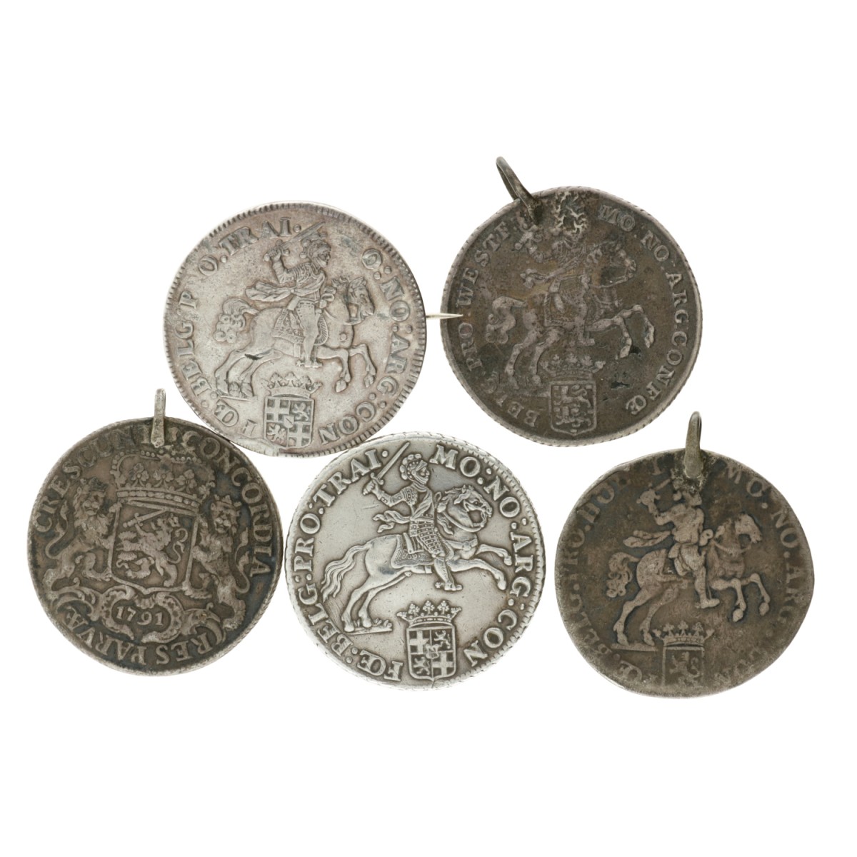 Lot (5) Dukaton of Zilveren Rijder. 1755, 1765, 1790, 1791 and 1792. Gemiddeld Fraai.