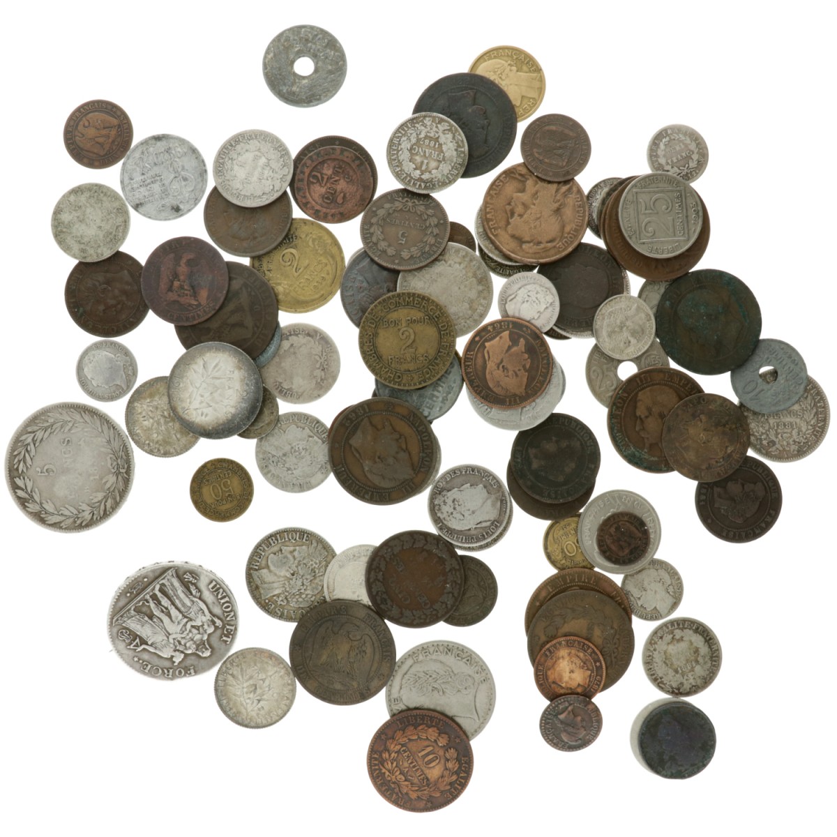 France. Lot (88) Silver and copper coins. 19th and 20th century.