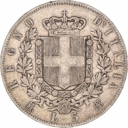 Italy. Victor Emmanuel II. 5 Lire. 1872. VF +.