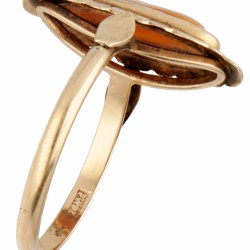 14 kt. Geelgouden vintage camee ring.