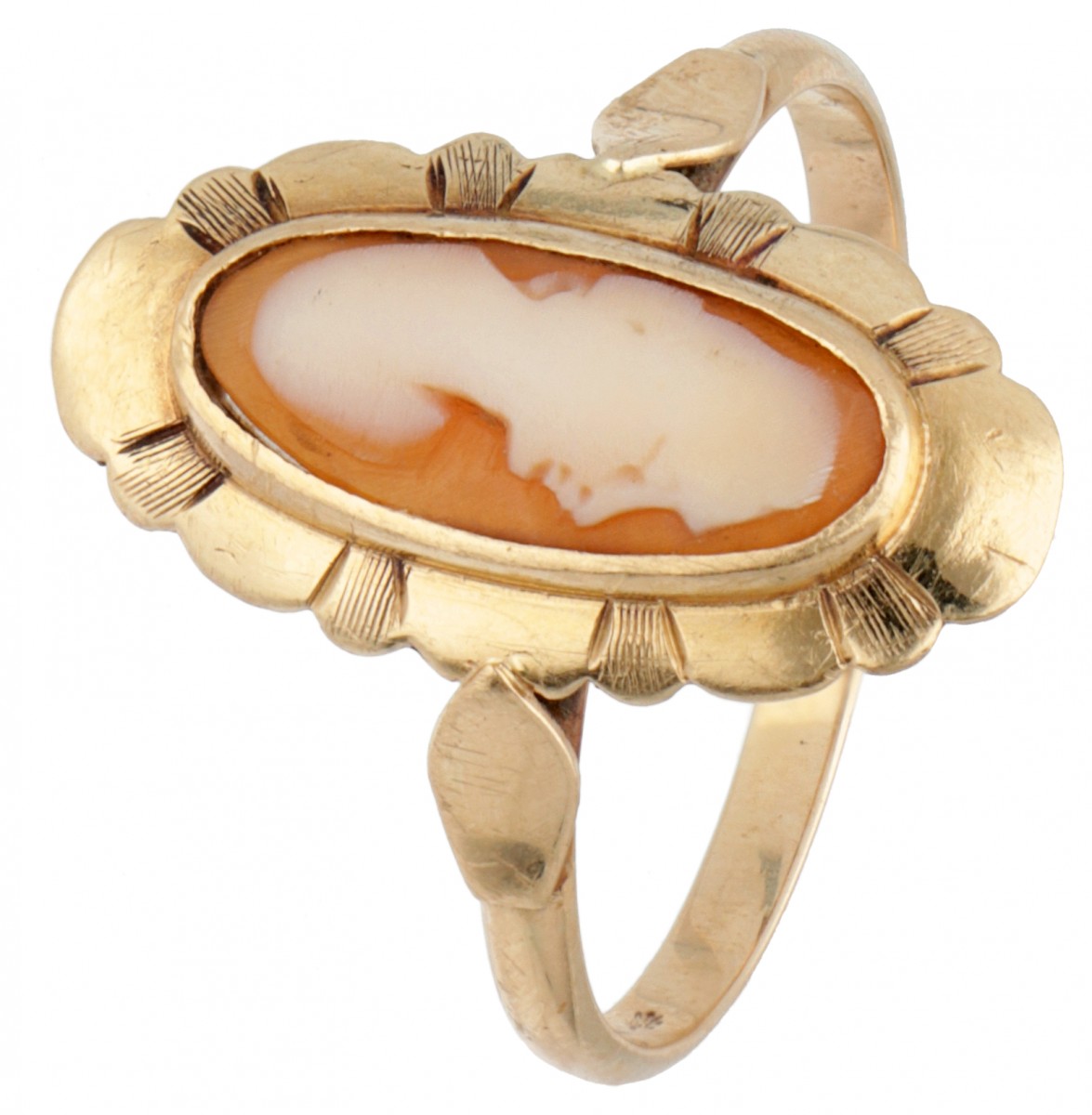 14 kt. Geelgouden vintage camee ring.