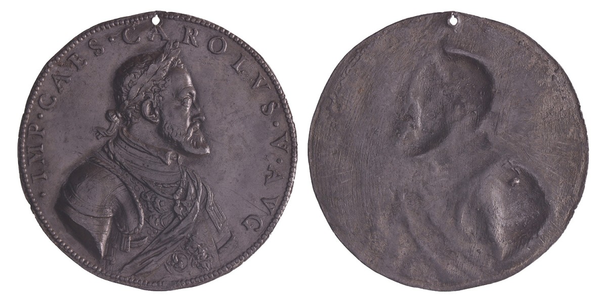 Italy. N.D. (Around 1550). One sided medal of Charles V.