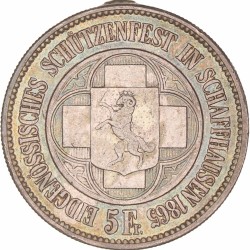 Switzerland. Schaufhausen. 5 Francs. 1865.