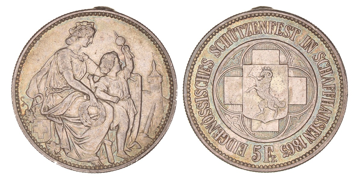 Switzerland. Schaufhausen. 5 Francs. 1865.