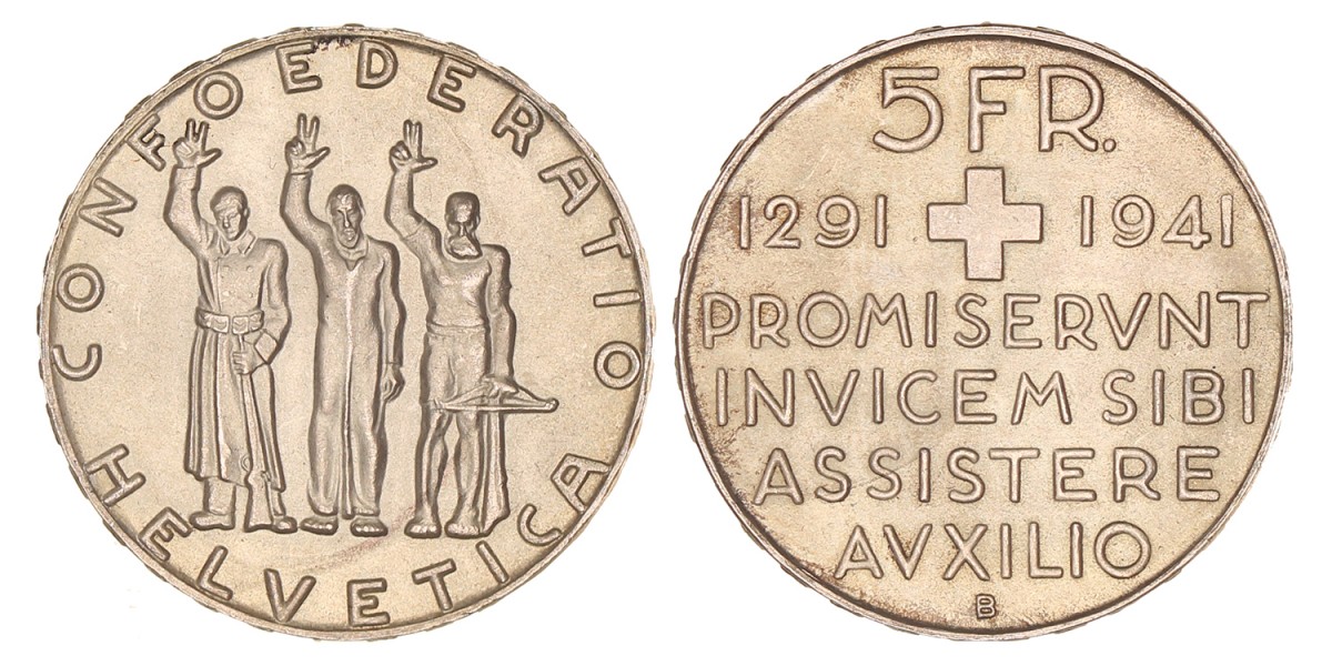 Switzerland. 'Anniversary of the Confederation' 5 Francs. 1941.