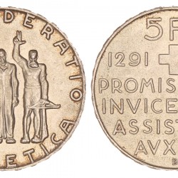 Switzerland. 'Anniversary of the Confederation' 5 Francs. 1941. UNC.